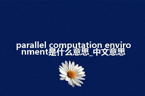 parallel computation environment是什么意思_中文意思