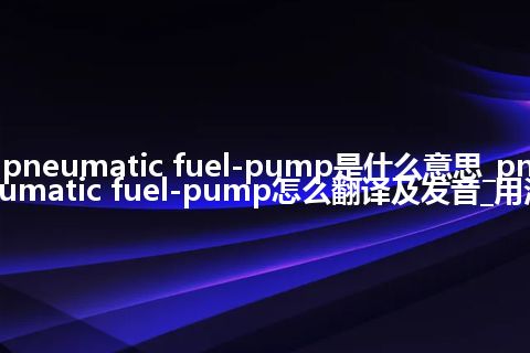 pneumatic fuel-pump是什么意思_pneumatic fuel-pump怎么翻译及发音_用法
