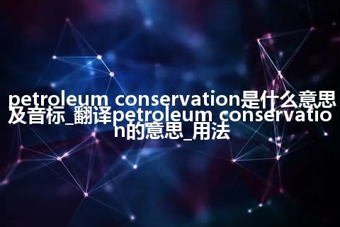 petroleum conservation是什么意思及音标_翻译petroleum conservation的意思_用法