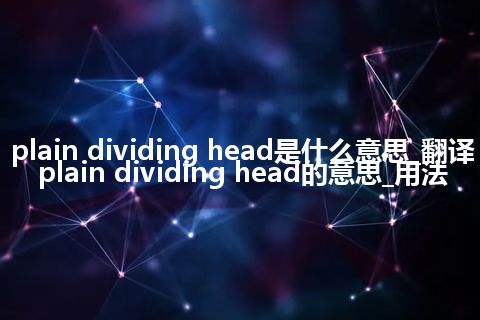 plain dividing head是什么意思_翻译plain dividing head的意思_用法