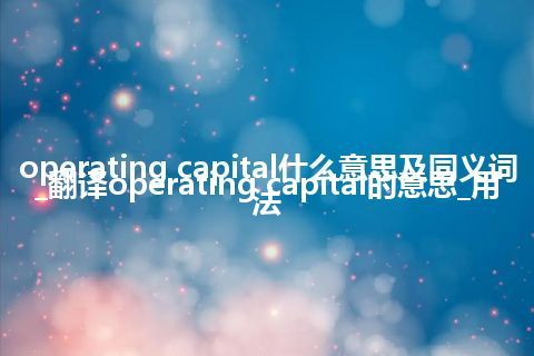 operating capital什么意思及同义词_翻译operating capital的意思_用法