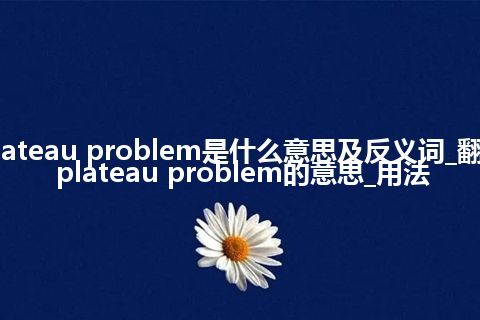 plateau problem是什么意思及反义词_翻译plateau problem的意思_用法