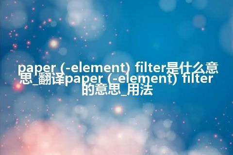 paper (-element) filter是什么意思_翻译paper (-element) filter的意思_用法