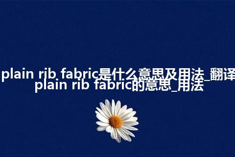 plain rib fabric是什么意思及用法_翻译plain rib fabric的意思_用法