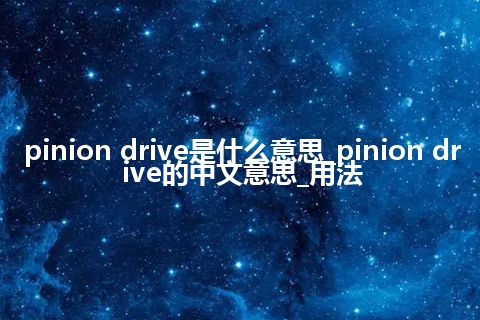 pinion drive是什么意思_pinion drive的中文意思_用法