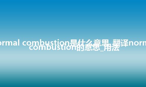 normal combustion是什么意思_翻译normal combustion的意思_用法