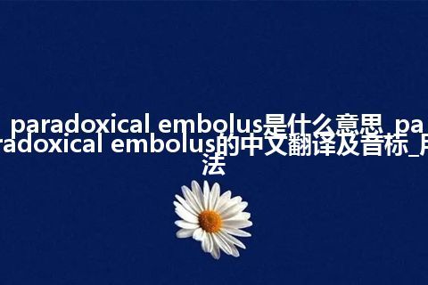 paradoxical embolus是什么意思_paradoxical embolus的中文翻译及音标_用法