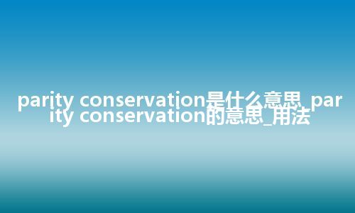 parity conservation是什么意思_parity conservation的意思_用法