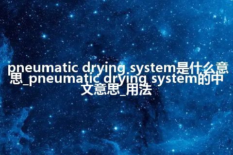 pneumatic drying system是什么意思_pneumatic drying system的中文意思_用法