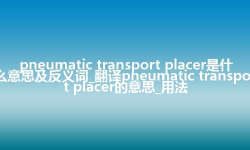 pneumatic transport placer是什么意思及反义词_翻译pneumatic transport placer的意思_用法