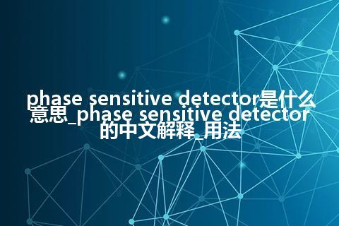 phase sensitive detector是什么意思_phase sensitive detector的中文解释_用法