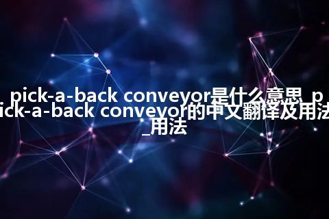 pick-a-back conveyor是什么意思_pick-a-back conveyor的中文翻译及用法_用法
