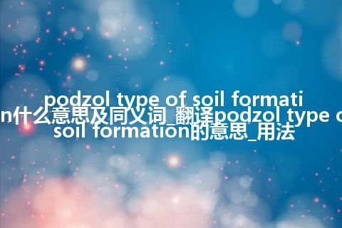 podzol type of soil formation什么意思及同义词_翻译podzol type of soil formation的意思_用法