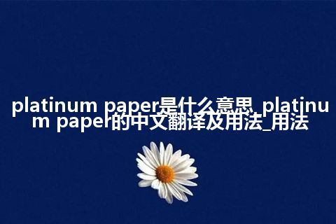 platinum paper是什么意思_platinum paper的中文翻译及用法_用法