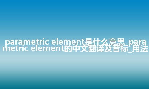 parametric element是什么意思_parametric element的中文翻译及音标_用法
