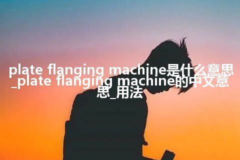 plate flanging machine是什么意思_plate flanging machine的中文意思_用法