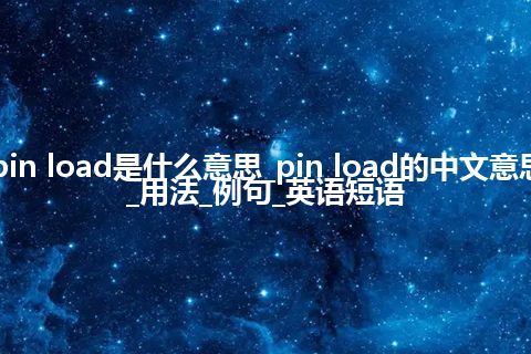 pin load是什么意思_pin load的中文意思_用法_例句_英语短语