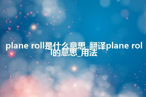 plane roll是什么意思_翻译plane roll的意思_用法