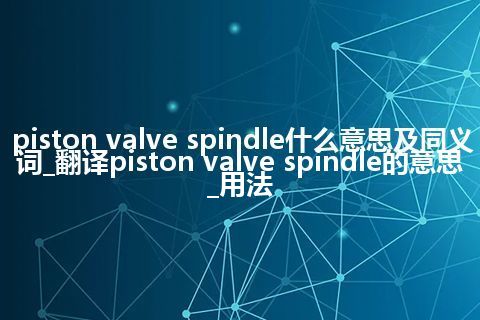 piston valve spindle什么意思及同义词_翻译piston valve spindle的意思_用法