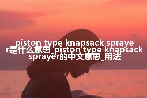piston type knapsack sprayer是什么意思_piston type knapsack sprayer的中文意思_用法