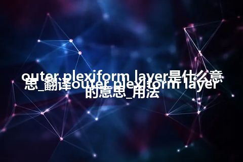 outer plexiform layer是什么意思_翻译outer plexiform layer的意思_用法