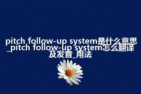 pitch follow-up system是什么意思_pitch follow-up system怎么翻译及发音_用法