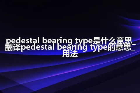 pedestal bearing type是什么意思_翻译pedestal bearing type的意思_用法