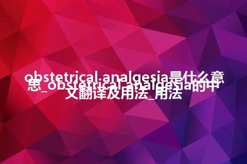 obstetrical analgesia是什么意思_obstetrical analgesia的中文翻译及用法_用法