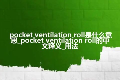 pocket ventilation roll是什么意思_pocket ventilation roll的中文释义_用法