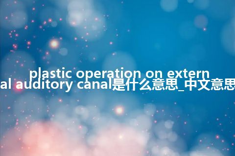 plastic operation on external auditory canal是什么意思_中文意思