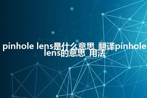 pinhole lens是什么意思_翻译pinhole lens的意思_用法