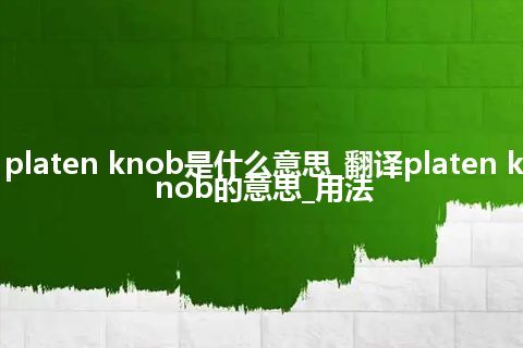 platen knob是什么意思_翻译platen knob的意思_用法