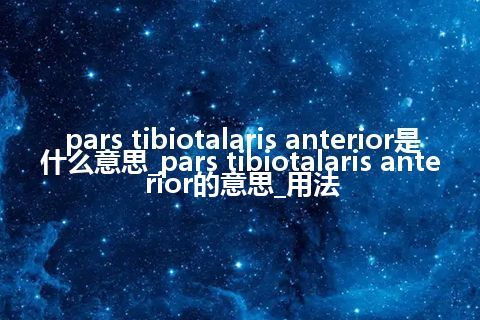 pars tibiotalaris anterior是什么意思_pars tibiotalaris anterior的意思_用法
