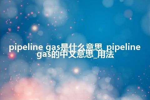 pipeline gas是什么意思_pipeline gas的中文意思_用法