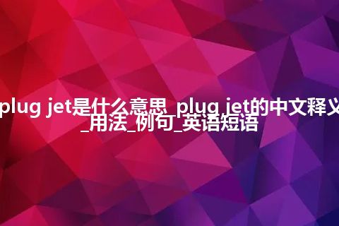 plug jet是什么意思_plug jet的中文释义_用法_例句_英语短语