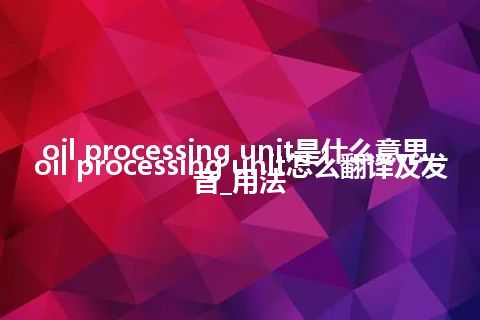 oil processing unit是什么意思_oil processing unit怎么翻译及发音_用法