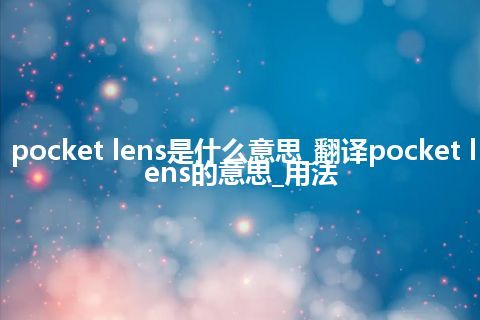 pocket lens是什么意思_翻译pocket lens的意思_用法