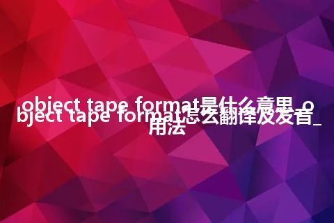 object tape format是什么意思_object tape format怎么翻译及发音_用法