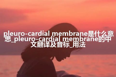 pleuro-cardial membrane是什么意思_pleuro-cardial membrane的中文翻译及音标_用法