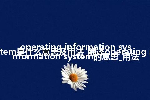 operating information system是什么意思及用法_翻译operating information system的意思_用法