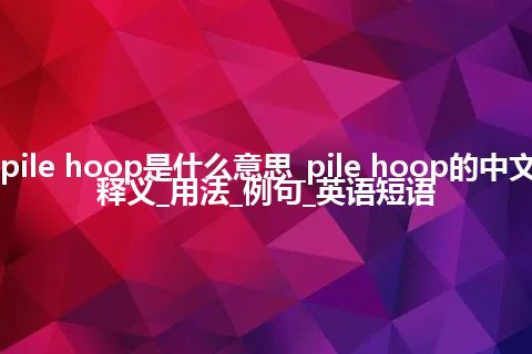 pile hoop是什么意思_pile hoop的中文释义_用法_例句_英语短语