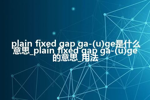 plain fixed gap ga-(u)ge是什么意思_plain fixed gap ga-(u)ge的意思_用法