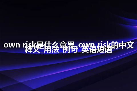 own risk是什么意思_own risk的中文释义_用法_例句_英语短语