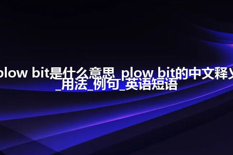 plow bit是什么意思_plow bit的中文释义_用法_例句_英语短语