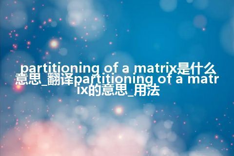 partitioning of a matrix是什么意思_翻译partitioning of a matrix的意思_用法