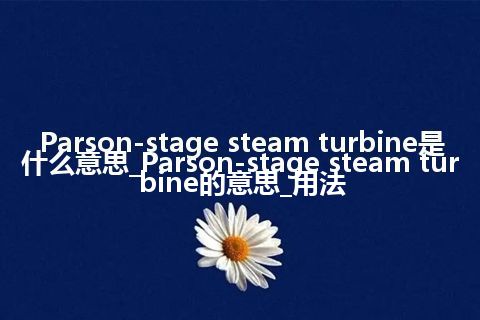 Parson-stage steam turbine是什么意思_Parson-stage steam turbine的意思_用法