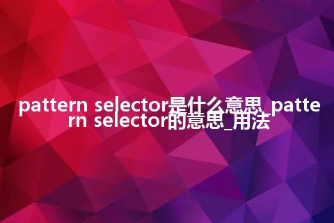pattern selector是什么意思_pattern selector的意思_用法