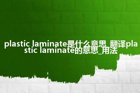 plastic laminate是什么意思_翻译plastic laminate的意思_用法