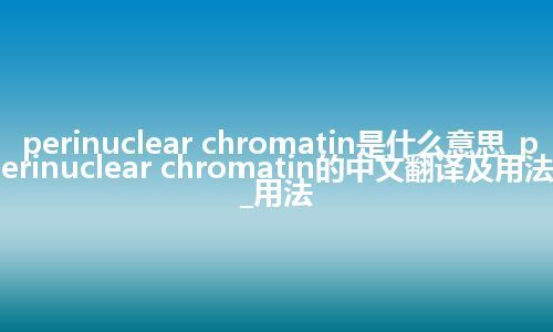 perinuclear chromatin是什么意思_perinuclear chromatin的中文翻译及用法_用法
