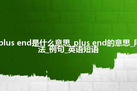 plus end是什么意思_plus end的意思_用法_例句_英语短语